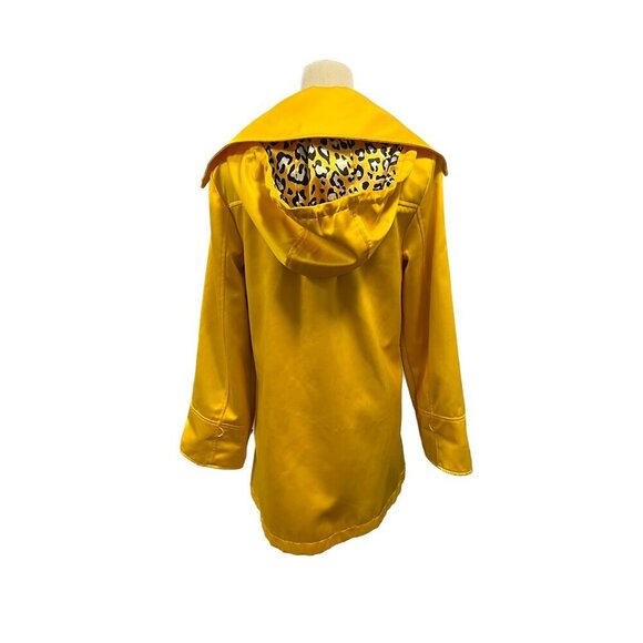 DENNIS BY DENNIS BASSO OVERSIZED YELLOW RAIN JACKET COAT XS SPRING CLASSY PREPPY - Picture 2 of 5